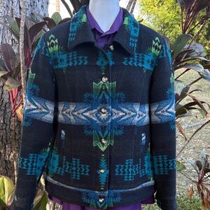 Pendleton Black and Teal Wool Jacket